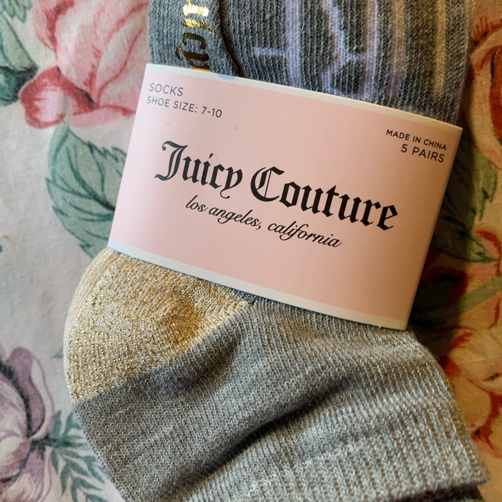 Juicy Couture Gray and Gold Socks - 5 Pairs